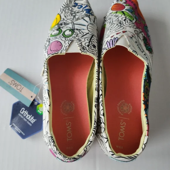 TOMS Ortholite Slip-On Graphic and Colorful Womens Canvas Shoes, Size 6.5 - Picture 2 of 12